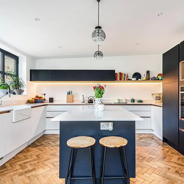 Internal image of a new kitchen in contemporary extension