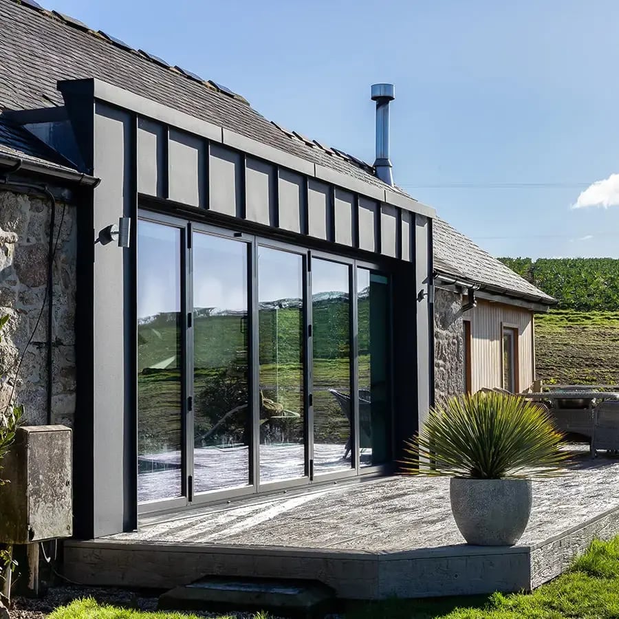 External image of a large opening against a traditional building