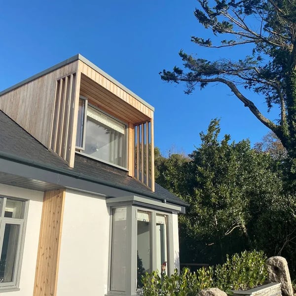 Close up of converted bungalow large dormer