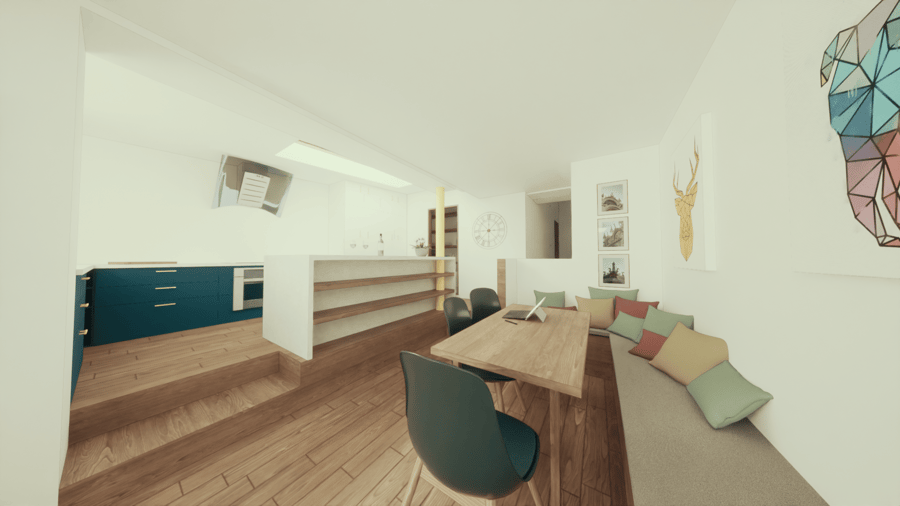 split level house dining room