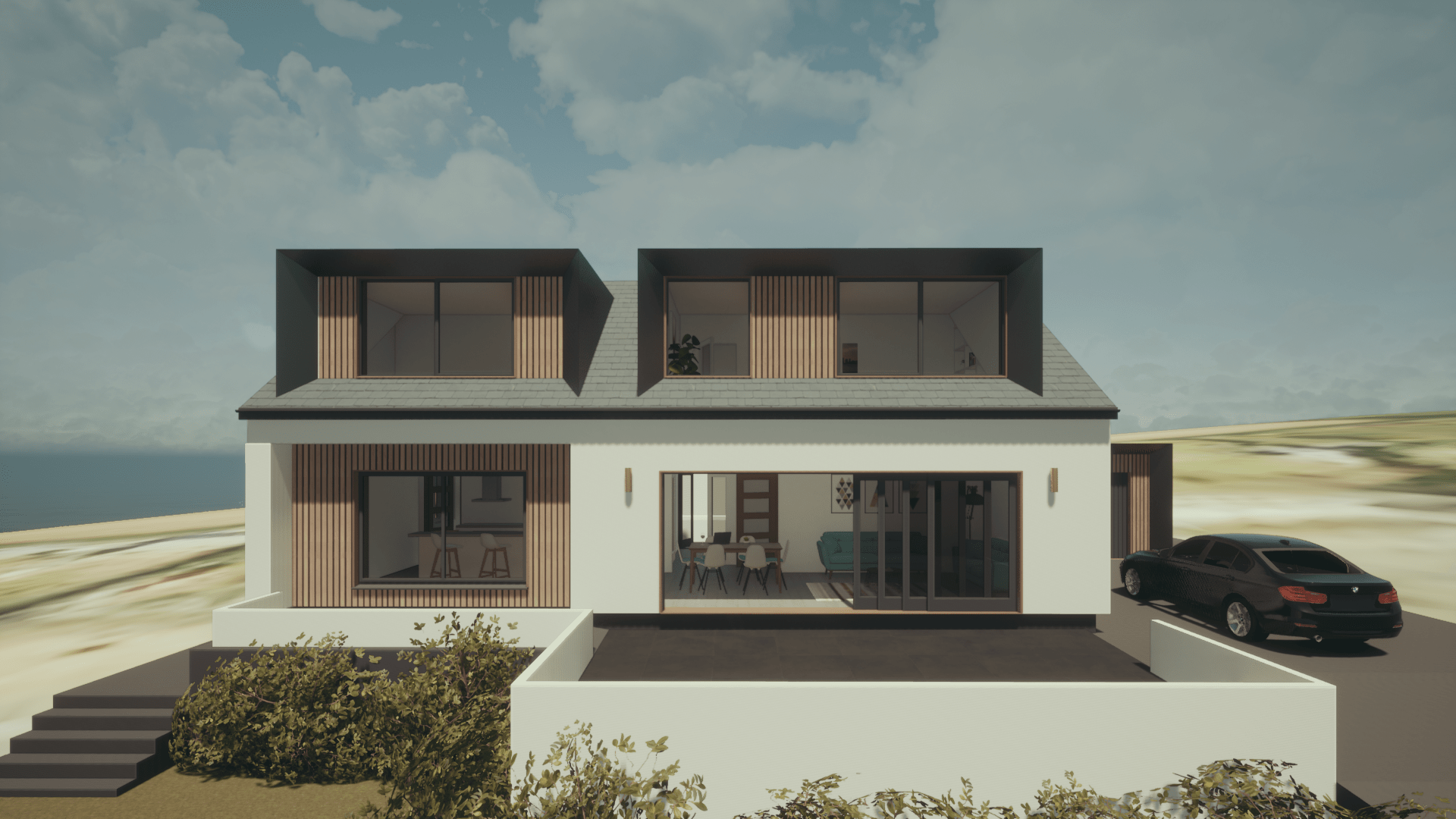 A computer generated image of a loft conversion in Praa Sands, Cornwall