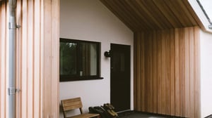 Rear utility door with timber cladding