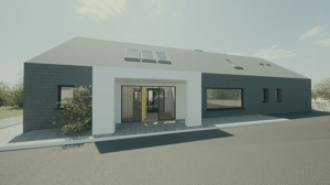 A computer generate image of a full house renovation and extension to a family home in Truro, Cornwall