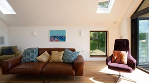 Bright living room with stylish furniture