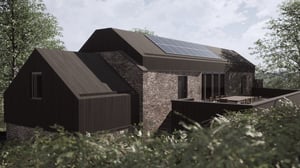 external render of wood and stone barn conversion