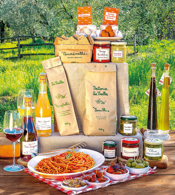 image display of range of Italian organic food