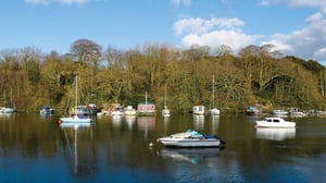 view from Marraum office of Penryn river with moored boats