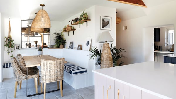Dining room table with corner seating