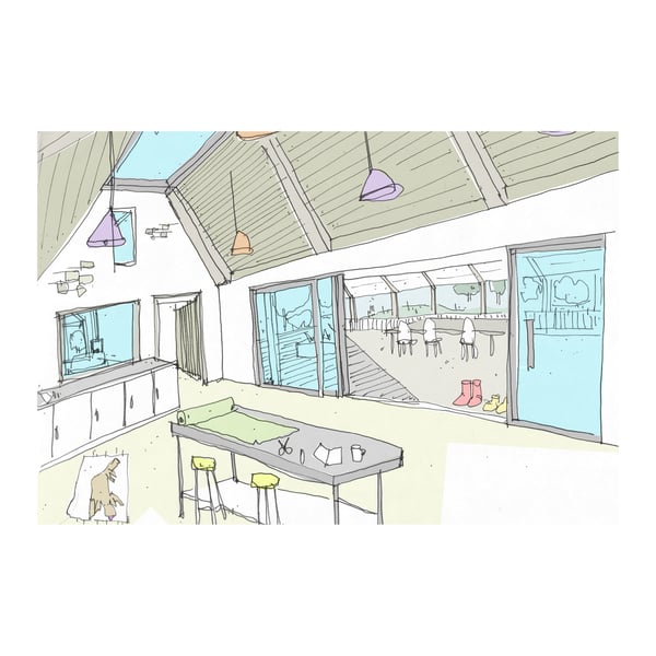 Barn Conversion Bodmin - Internal Sketch, Marraum Architects
