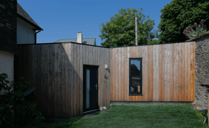 The front view of a modern garage conversion 