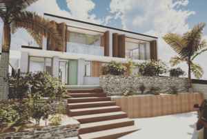 3d mockup of house and garden