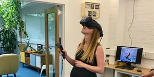 woman using vr headset