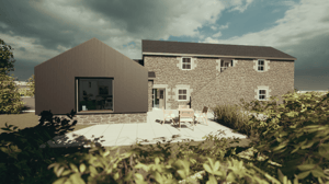 extension example attached to a farmhouse