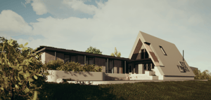 3d mockup of house in the countryside