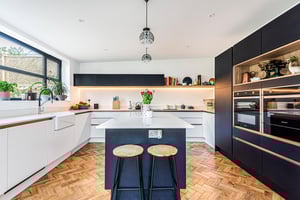 A clean kitchen with beautifully designed modern features
