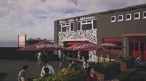 Computer generated image of the outside of Skinners brewery Truro